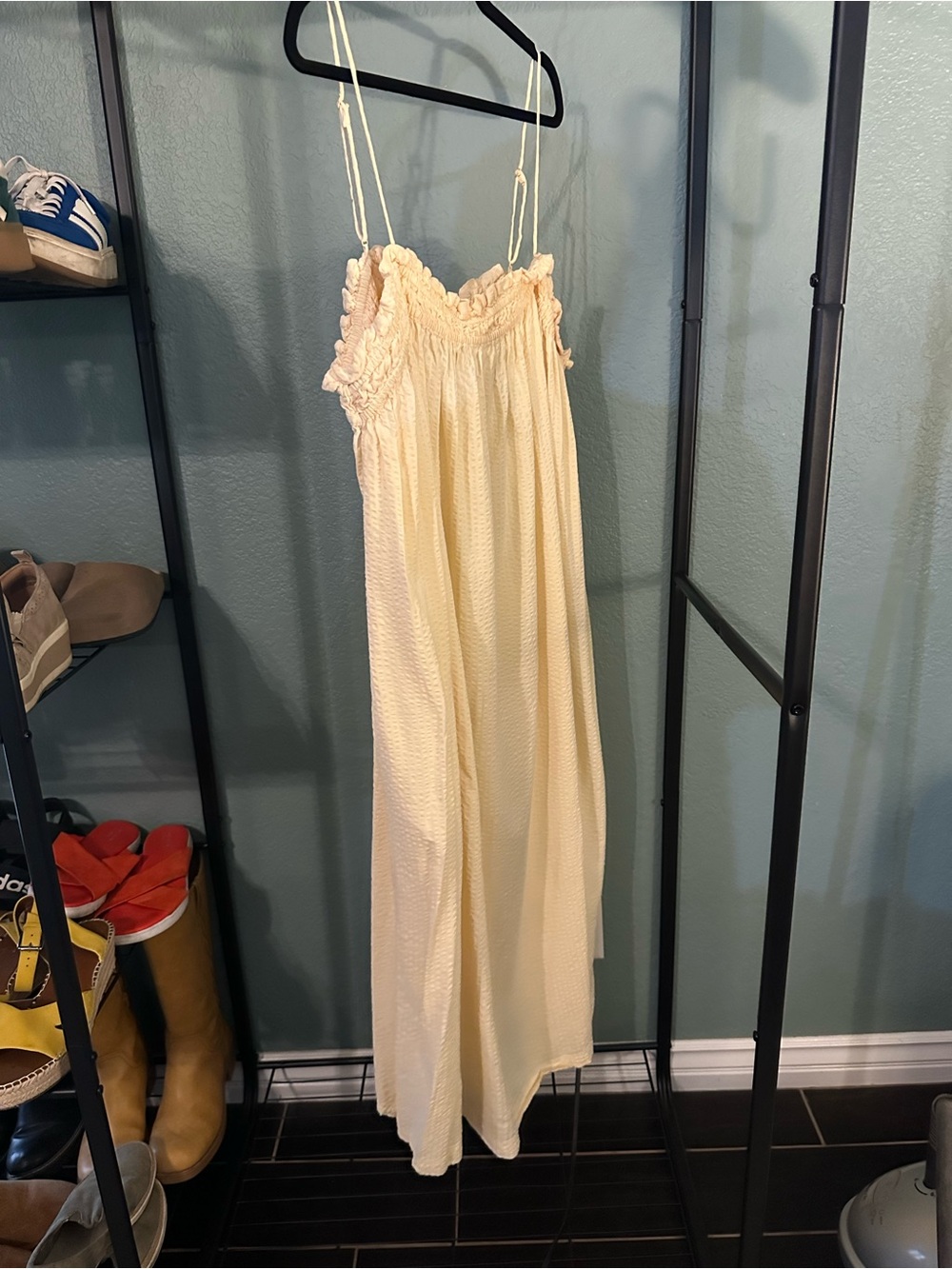 H&M Butter Yellow Smocked Maxi Dress